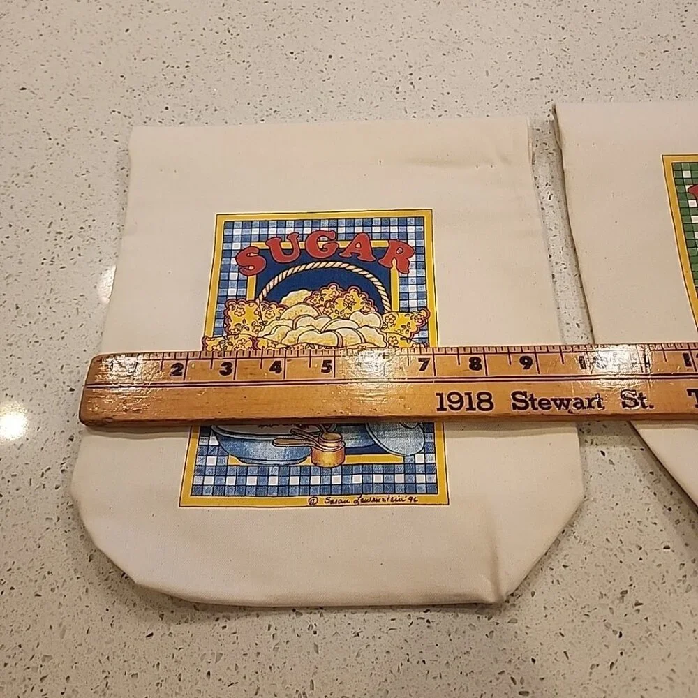 NWOT Vintage Sugar Flour Bag Food Storage Hook Loop Cotton Plastic Liner USA